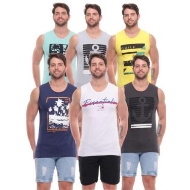 Imagem de Kit 6 Camiseta Regata Surf Neymar Moda Praia 100%algodão - Liz Modas, 