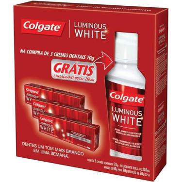 Imagem de Creme Dental Colgate Luminous White 3 Unidades de 70 g Grátis Enxaguan