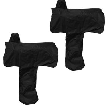 Imagem de bangminda Capa de sela ocidental de tecido Oxford, 2 peças, capa de proteção de sela de cavalo à prova d'água com 6 tiras elásticas para a maioria das selas ocidentais de tamanho completo