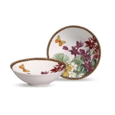 Imagem de Conjunto 6 bowls decorados Trópicos 300ml - Alleanza Cerâmica