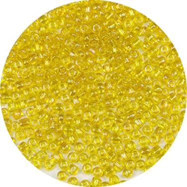 Imagem de Bala&Fillic Contas de semente de 4 mm de cor amarela arco-íris transparente cerca de 1200 peças/100 gramas em saco, 6/0 contas de vidro para fazer pulseira e colar (amarelo arco-íris claro)