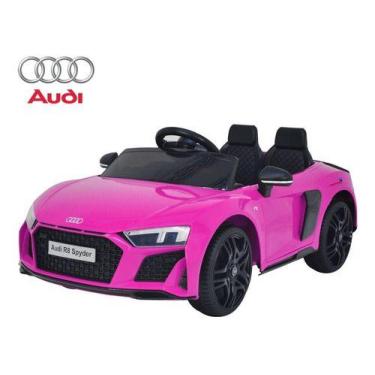 Imagem de Mini Carro Elétrico Audi 12v R8 Licenciado Controle Luz Som Cor Rosa -
