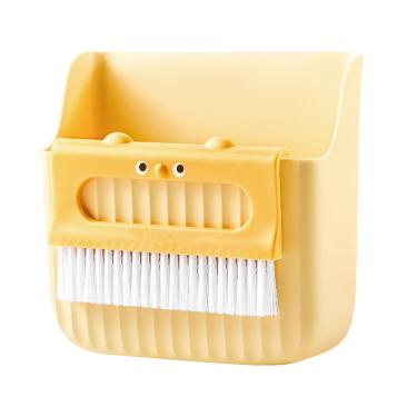 Imagem de Pequeno Broom Dustpan Conjunto fofo Urso fofo Multifuncional compacto compacto Ferramentas de limpeza de kits de vassoura para teclado de mesa 200g 1 conjunto (Amarelo)