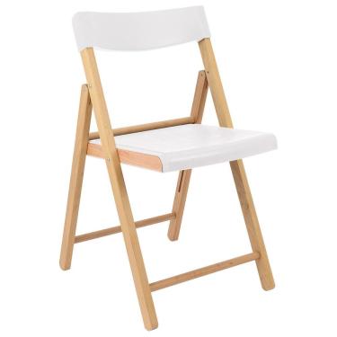 Imagem de Cadeira Dobrável Tramontina Potenza Madeira Tauari Acabamento Lixado Assento Encosto Branco. Tramontina