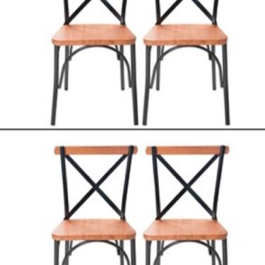 Imagem de Conjunto 4 Cadeiras Industrial Aço Madeira Maciça Laís - Art & Luxo