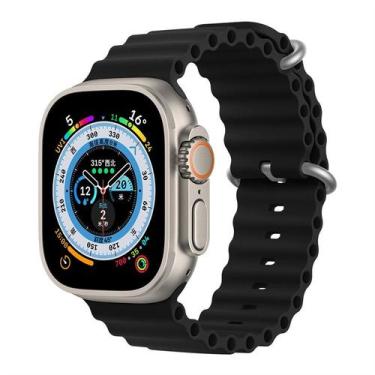 Imagem de Pulseira Preto 38/40/41mm Oceano Silicone Compatível Relógio Serie 8 7