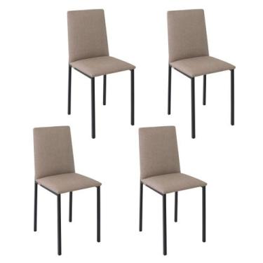 Imagem de Conjunto 4 cadeiras cozinha jantar ciplafe dubai tubo preto fosco asse