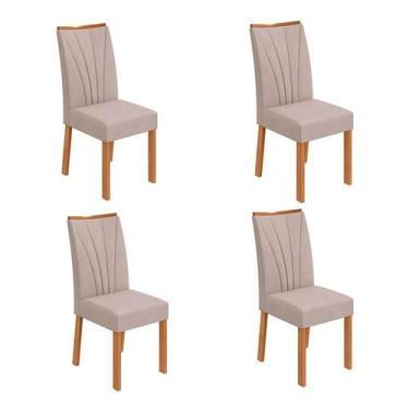 Imagem de Conjunto com 4 Cadeiras Apogeu Bouclé Bege e Amêndoa - Modern