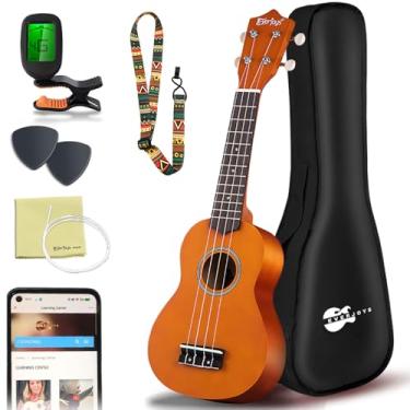 Imagem de Everjoys Ukulele Soprano Pacote para iniciantes - 53 cm com bolsa de aula online gratuita para afinador digital, kit tudo em um