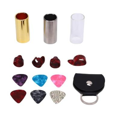 Imagem de LiebeWH 51mm de Slides de Guitarra Com Picaretas e Berços de Dedo para Acústico de Banjo de Graves Elétricos Ukulele Aço Inoxidável de Vidro de Vidro de Bronze Acessórios