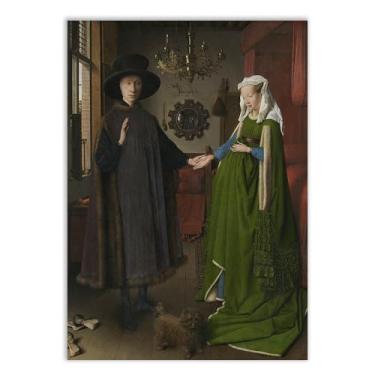 Imagem de Placa Decorativa Pintura O Casal Arnolfini Jan Van Eyck Decoração Poster Quarto Sala