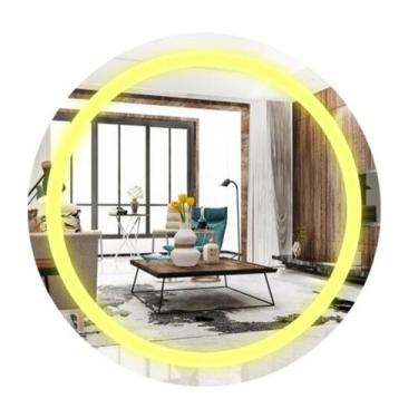 Imagem de Espelho Redondo Jateado Com Led 50x50cm Lapidado Touch Screen - ESPELH