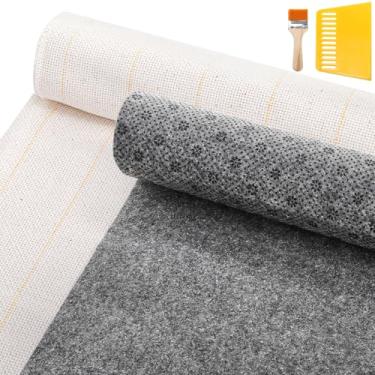 Imagem de Yarlung Pacote com 2 panos de tufos de 200,7 x 149,9 cm e suporte final de 200,7 x 101,6 cm para tufos de tapete, tecido monges de linhas marcadas amarelas grandes com suporte antiderrapante para arma