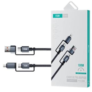 Imagem de Cabo De Carregamento Transferência De Dados FAM FCA-2205 USB C USB A L