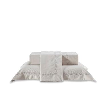 Imagem de Plumasul Jogo de Cama Natu Trama Oliva 100% Algodão Cetim 300 Fios Casal 4 peças Cor Fendi Festone Bronze