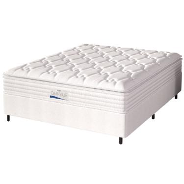 Imagem de Cama Box Casal Queen Colchão Molas Ensacadas Granville Com Pillow Probel 158x198x66cm Branco