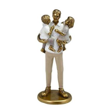 Imagem de Escultura Familia Pai Com Filho e Filha Em Resina - Espressione