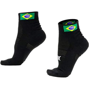 Imagem de Meia Curta para Corrida Hupi - Running Pro Brasil Preto, Cor: Preto