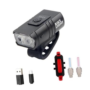 Imagem de KiBcsLic Conjunto de farol dianteiro e traseiro para bicicleta, farol e lanterna traseira para adultos, Style B