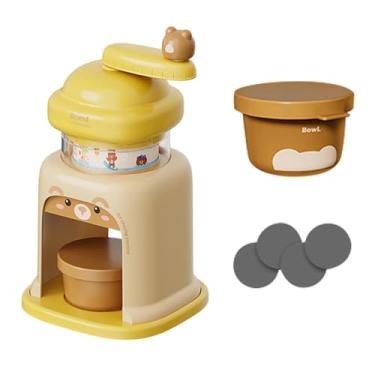 Imagem de Ioensy de gelo manual, raspador de gelo rotativo, utensílios de cozinha, máquina de raspadinha para festas em bares domésticos, Amarelo com 2 Tigelas
