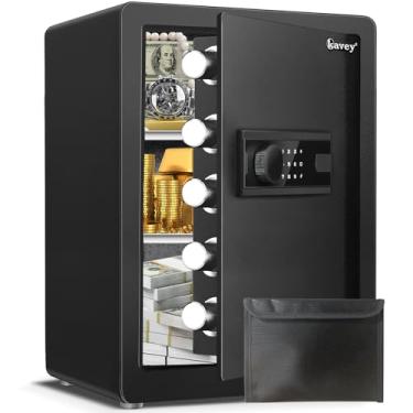 Imagem de Kavey SAFE2.5 Cofre para filhotes, cofre de segurança de aço e cofre com teclado retroiluminado com tela sensível ao toque, sistema de alarme duplo, função mudo e luz LED para escritório doméstico K1