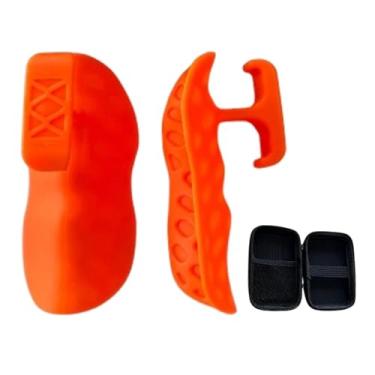 Imagem de oshhni 2 peças de manoplas antiderrapantes para treino para homens e mulheres, almofadas de barra, manoplas para levantamento de peso, treinamento de, Laranja