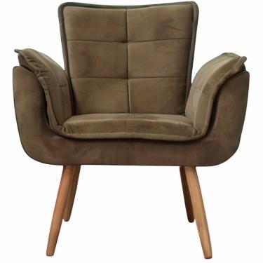 Imagem de Poltrona Conflex Decorativa Opala Rafaela confortável estofada Chocolate pés palito de madeira maciça