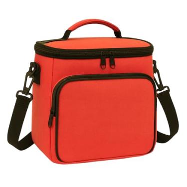 Imagem de Bolsa Térmica mala mão porta Marmita quente e gelado portátil Almoço Trabalho Viagem marmiteira isolamento Oxford dieta pote fitness bebida cores (Rosa)
