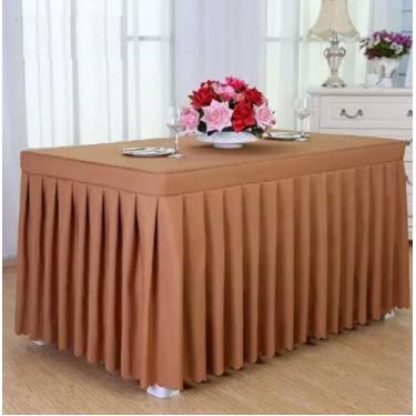 Imagem de Toalha de mesa, capa de caixa, mesa inteira de casamento, retângulo com saia, babados, estilo festa, hotel, reunião, banquete, decoração de show, café, 140 C x 60 L x 75 A