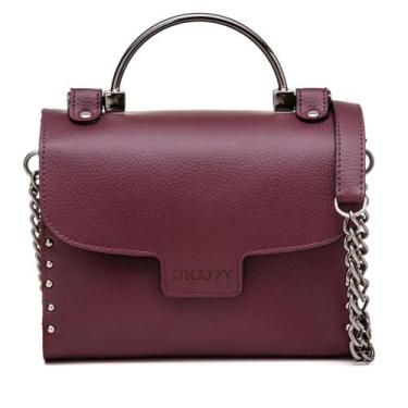 Imagem de Bolsa Baú Feminina Com Laterais em Madeira - Dhaffy, Bordô