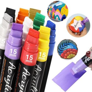 Imagem de Marcadores acrílicos JanFeel 15mm Jumbo Felt Tip, conjunto de 10 cores