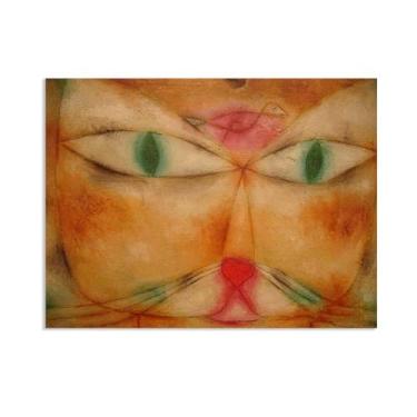 Imagem de Paul Klee Arte de Parede em Tela Gato e Pássaro Pôster Vintage Clássico Pintura a Óleo Pintura Mestre Impressão Adequada Sala de Estar Escritório Decoração de Parede Legal 100x70cm (83.8x71.1 cm) Sem