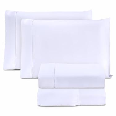Imagem de Jogo de Lençol Casal Padrão 4 Peças Micropercal 400 Fios Ponto Palito – Toque Acetinado de Hotel, Antiácaro e Não Amassa, Não faz Bolinha, Conforto Premium (Branco)