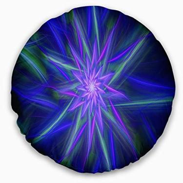 Imagem de Design de flores fractais exóticas azuis brilhantes sala de estar redonda, sofá, almofada + capa de almofada impressa em ambos os lados 40 cm