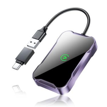 Imagem de AuroraLink Adaptador sem fios Carplay para Apple e Android Auto 2 em 1, rápido e estável, conversão de carro com cabo para sem fios para iOS 10 / Android 11+