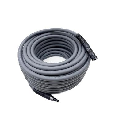 Imagem de SYXQT Mangueira de ar híbrida de 9,5 cm x 300 m, resistente a 300 PSI, leve, resistente a dobras, flexibilidade para todos os climas com conexões de ar industrial de 1/10.2 cm e restritores de