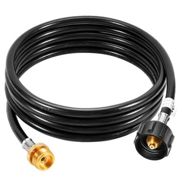 Imagem de GasSaf Mangueira de propano de 15 m, mangueira adaptadora de propano de 0,5 kg a 9 kg, mangueira de tanque de propano adequada para churrasqueiras Weber Q, chapa Blackstone, fogões Coleman