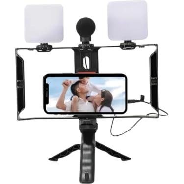 Imagem de Kit Estabilizador para Celular com 2 Iluminadores LED MTG-3333 – Suporte para Gravação de Vídeos, YouTube, Lives, TikTok, Conteúdo Profissional