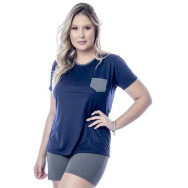 Imagem de Pijama Verão Malha PV Pijama Bermuda Blusa Baby Look- Azul - Sou Gata 