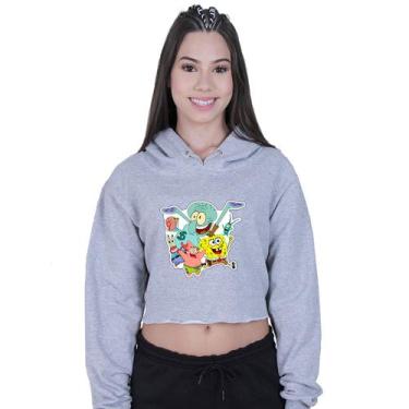 Imagem de Cropped Moletom Feminino Bob Esponja Personagens - Lafre, Cinza, P