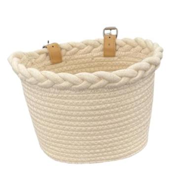 Imagem de Dynwave Cesta de bicicleta infantil, triciclo, acessório de transporte, cesta de guidão removível com alças ajustáveis ​​para meninos e meninas, piqueniques e, Leite Branco