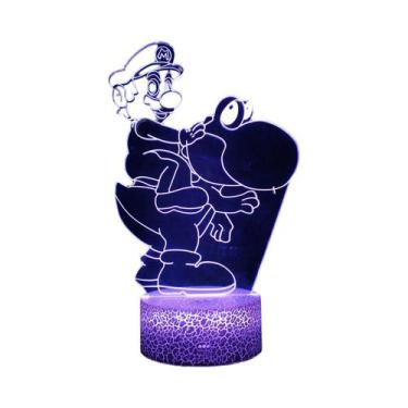 Imagem de Luz Noturna 3D Super Mario Brothers Com 7/16 Cores, Toque Ajustável, C