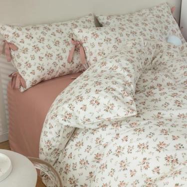 Imagem de Conjunto de capa de edredom VM VOUGEMARKET Pink Flower Twin 100% algod