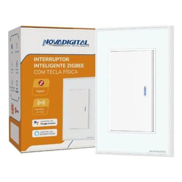 Imagem de Interruptor tecla Fisica com Led 1 botão Zigbee Branco NovaDigital -NFZB-1-W