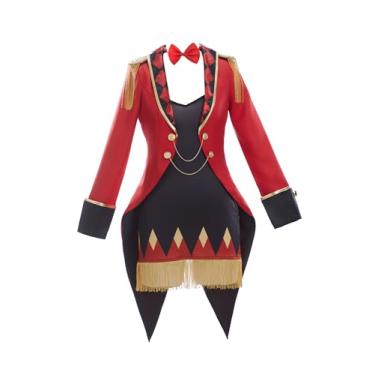 Imagem de haikyuu Fantasia feminina Ringmaster de Halloween Circo Ringleader Roupas Cosplay Domador de Leão (vermelho preto, médio)