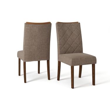 Imagem de Kit 2 Cadeiras de Cozinha Golden 2 Un Rústico Malbec/Linho Bronze - DJ Móveis