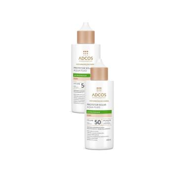 Imagem de Kit 2 Protetor Solar Adcos Fotoproteção Diária Aqua Fluid Antioleosidade cor Nude FPS 50 com 40ml