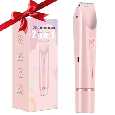 Imagem de Aparador de biquíni feminino - Barbeador de biquíni Dermave impermeável indolor para pernas, corpo, axilas e pelos faciais, sem fio com lâmina de cerâmica, tamanho de viagem, presentes para ela, rosa