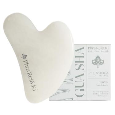 Imagem de Phra Rei&Ki ] Ferramentas faciais Gua Sha, pedra de jade natural personalizada, ferramenta Gua Sha para rosto, ferramenta de massagem manual para esculpir a linha do queixo, redução de inchaço e