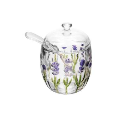 Imagem de Açucareiro Vidro Transparente Lavanda Com Colher Lyor 250ml